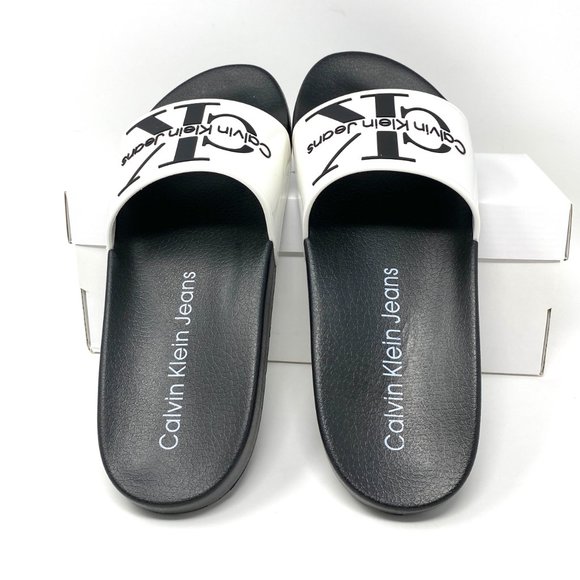 💖MEGA SALE💖Calvin Klein Mavett Monogram Slide Sandal White W - Picture 6 of 13